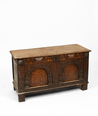 Lot 682 - An 17th Century oak and inlaid chest