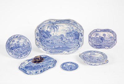 Lot 505 - A group of Spode blue and white pearlware from the 'Indian Sporting' series