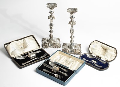 Lot 47 - Three silver cased cutlery sets