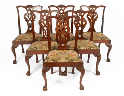 Lot 732 - A set of six Chippendale style dining chairs