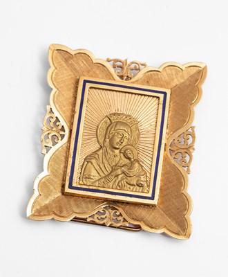 Lot 341 - An 18k yellow gold miniature icon