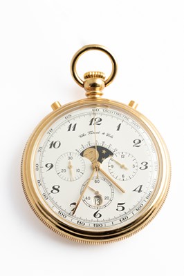 Lot 324 - A chronograph moon phase pocket watch