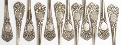 Lot 101 - A set of twelve .800 standard silver pickle forks