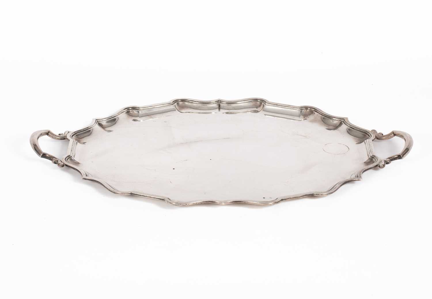 Lot 21 - A two-handled silver tray