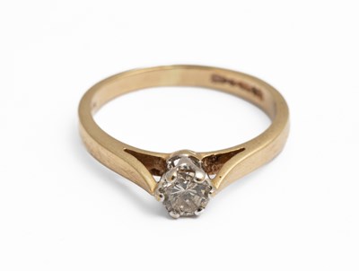 Lot 247 - A 9ct yellow gold and diamond solitaire ring