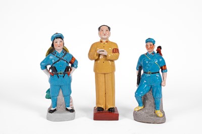 Lot 580 - Three Chinese biscuit porcelain figures