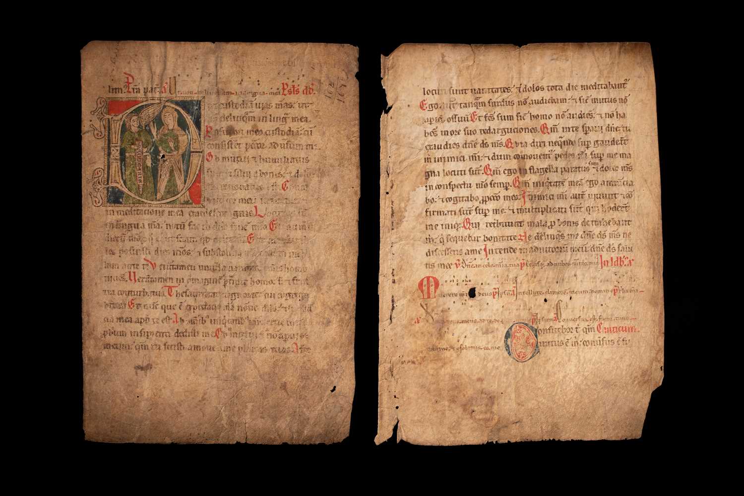 Lot Two leaves from a portable Antiphonal [Iberian peninsula (probably Spain, second half 12th Century]