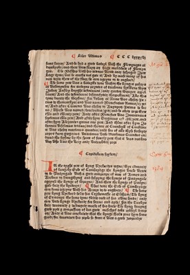 Lot 400 - [Caxton] Higden (Ranulphus) [Polychronicon] single leaf from the Liber Ultimus