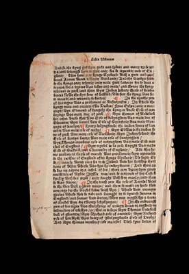 Lot 400 - [Caxton] Higden (Ranulphus) [Polychronicon] single leaf from the Liber Ultimus