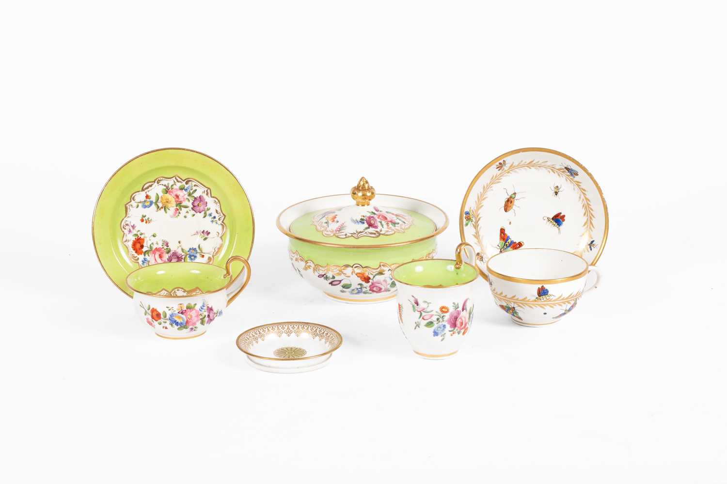 Lot 81 - A Sevres dish, Coalport part service and Derby style cup