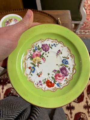 Lot 81 - A Sevres dish, Coalport part service and Derby style cup