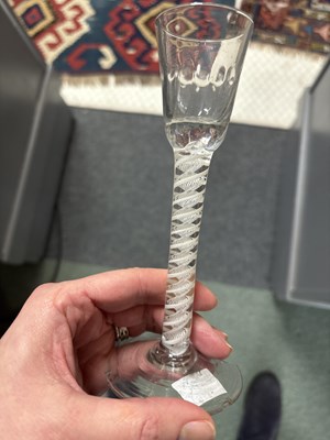 Lot 116 - Two 18th Century cotton twist wine glasses