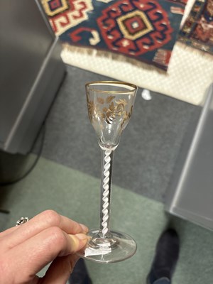 Lot 116 - Two 18th Century cotton twist wine glasses