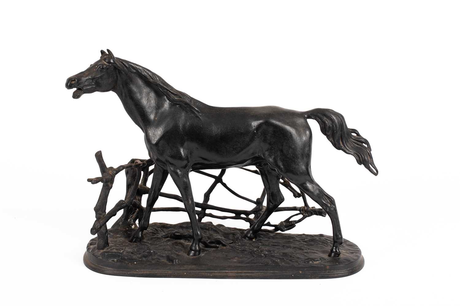 Lot 133 - A Russian black painted cast iron model of a horse