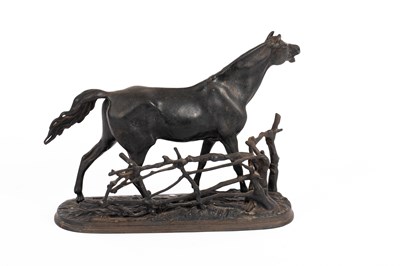 Lot 133 - A Russian black painted cast iron model of a horse