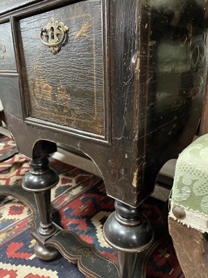 Lot 299 - An 18th Century and later black lacquer and gilt chinoiserie decorated chest on stand