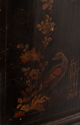 Lot 299 - An 18th Century and later black lacquer and gilt chinoiserie decorated chest on stand