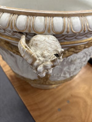 Lot 82 - A 19th Century Continental bisque porcelain and gilt decorated jardinière