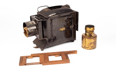 Lot 448 - A 19th Century brass and tinplate 'Excelsior' magic lantern