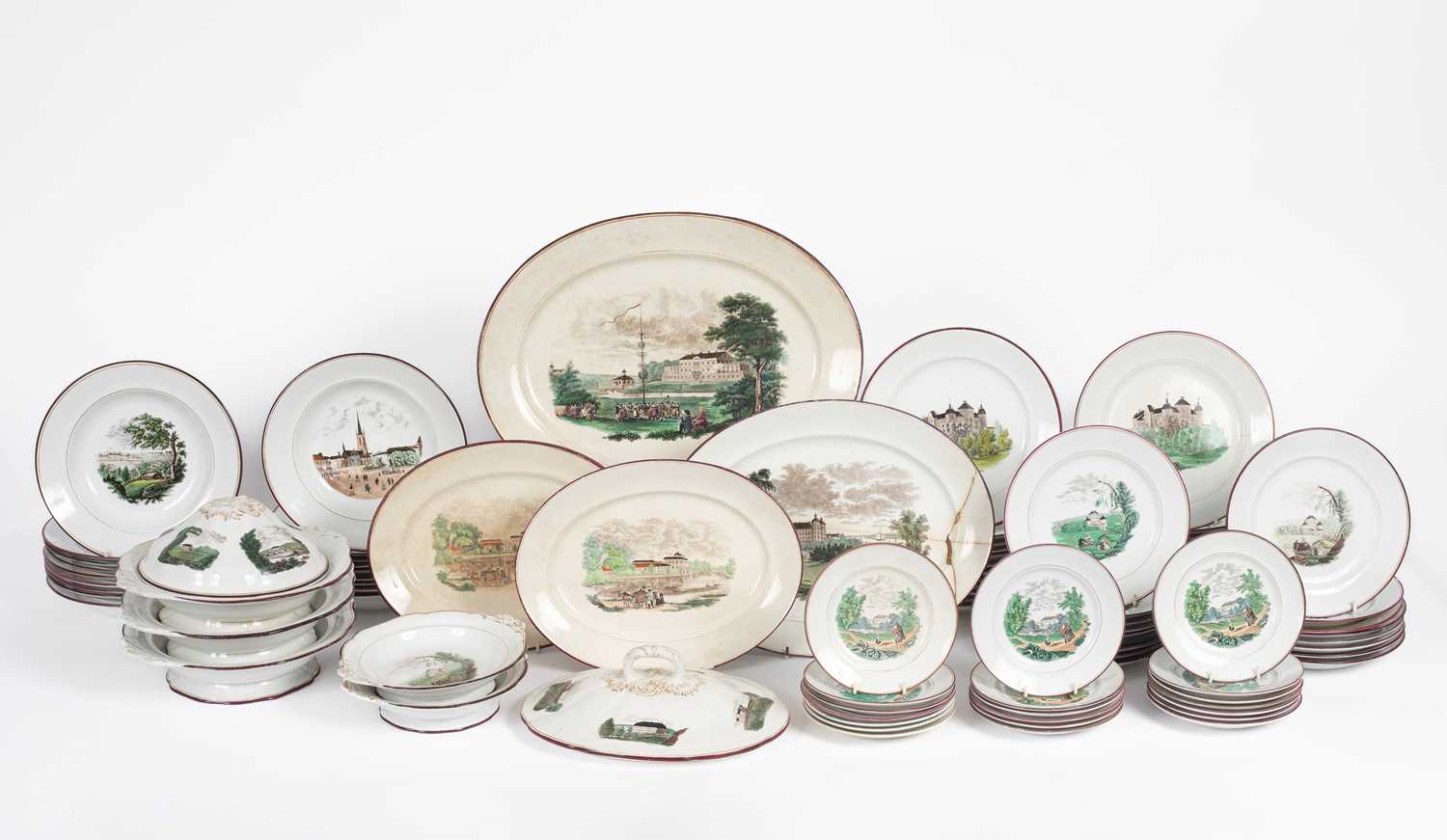 Lot 95 - A Rorstrand topographical part dinner service