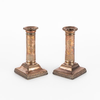 Lot 56 - A pair of Victorian silver desk candlesticks