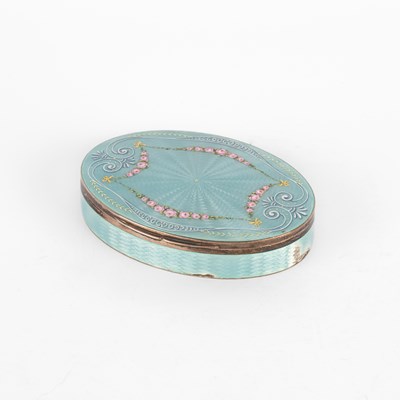 Lot 68 - A silver and enamel oval trinket box