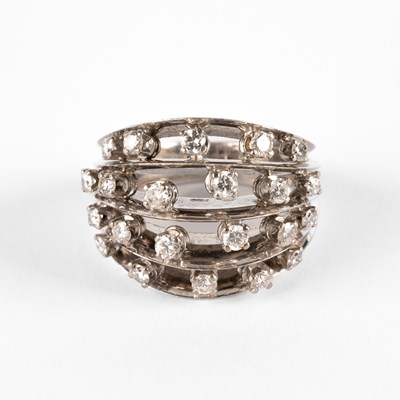 Lot 299 - A white gold and diamond cocktail ring