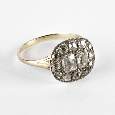 Lot 302 - A 19th Century yellow gold and diamond oval cluster ring