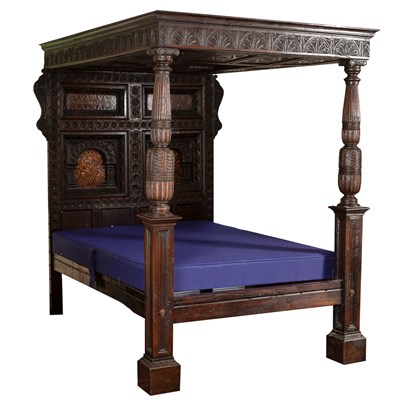 Lot 72 - An oak four poster tester bed