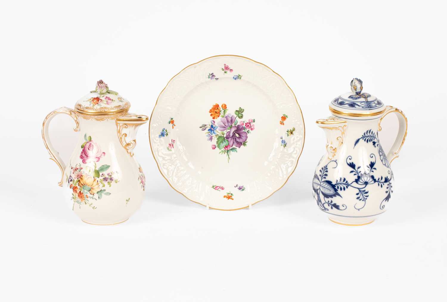 Lot 89 - Two Meissen chocolate/hot water pots