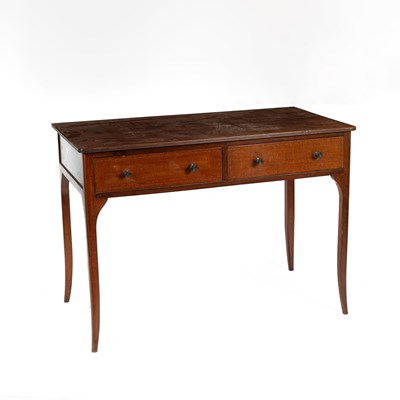 Lot 528 - A European maple and line strung writing table