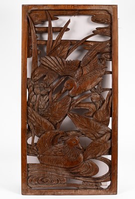 Lot 635 - A carved and pierced pine panel