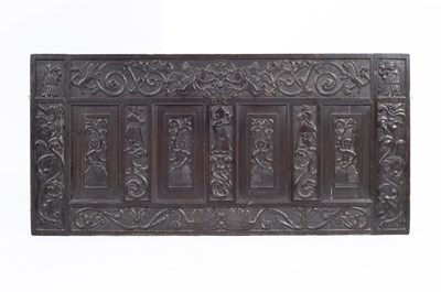 Lot 74 - A carved oak panel, 17th Century and later
