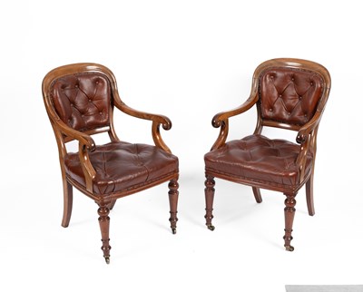 Lot 624 - A pair of 19th Century library armchairs