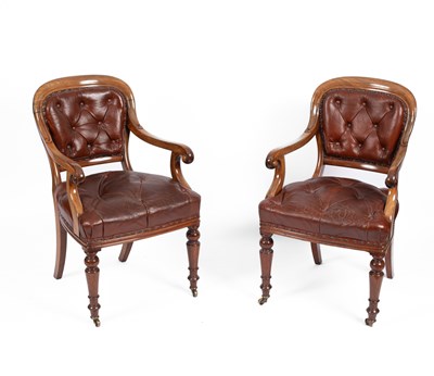 Lot 625 - A pair of 19th Century library armchairs
