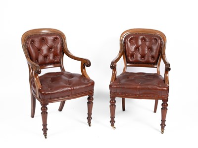 Lot 626 - A pair of 19th Century library armchairs