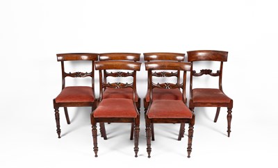 Lot 631 - A set of five William IV rosewood and mahogany dining chairs