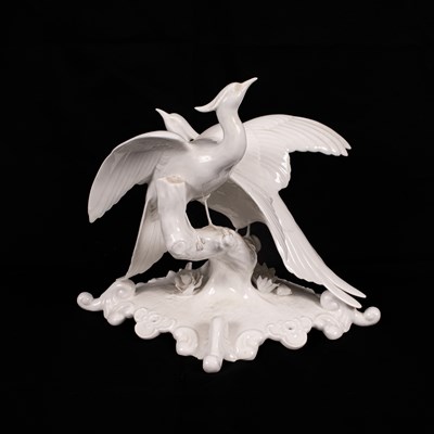 Lot 542 - A Continental white glazed porcelain group