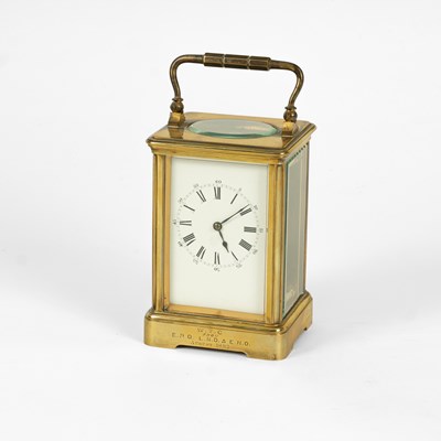 Lot 710 - A gilt-brass cased carriage timepiece