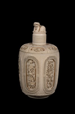 Lot 465 - A pair of Chinese carved ivory jars and covers