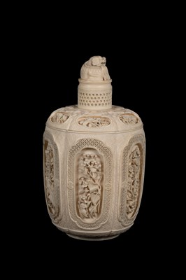 Lot 465 - A pair of Chinese carved ivory jars and covers