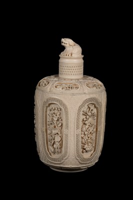 Lot 465 - A pair of Chinese carved ivory jars and covers