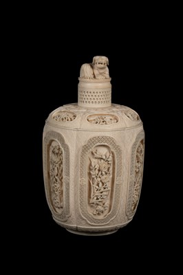 Lot 465 - A pair of Chinese carved ivory jars and covers