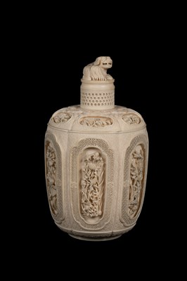 Lot 465 - A pair of Chinese carved ivory jars and covers
