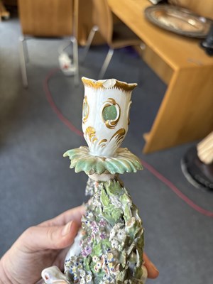 Lot 534 - A pair of Derby candlesticks