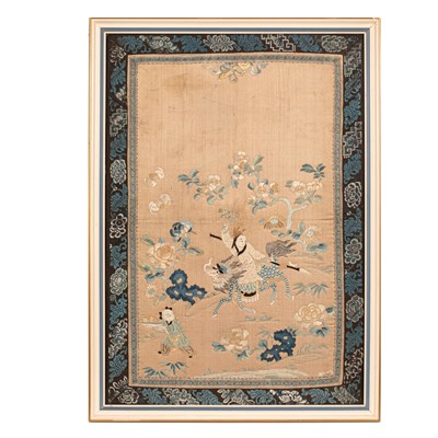 Lot 572 - A Chinese embroidered panel