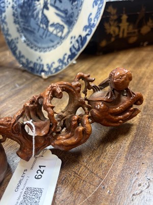 Lot 621 - A Chinese boxwood carving