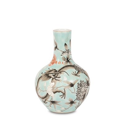 Lot 616 - A Chinese turquoise dragon vase