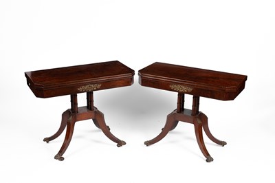 Lot 671 - A near pair of Regency mahogany card tables