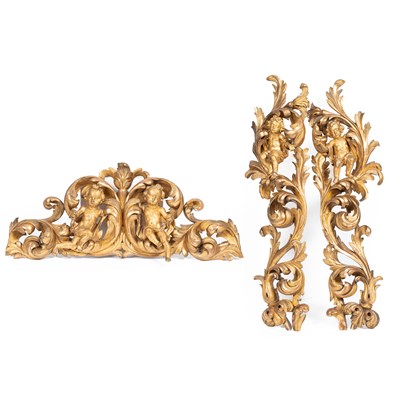 Lot 339 - Three carved and gilded wall appliques
